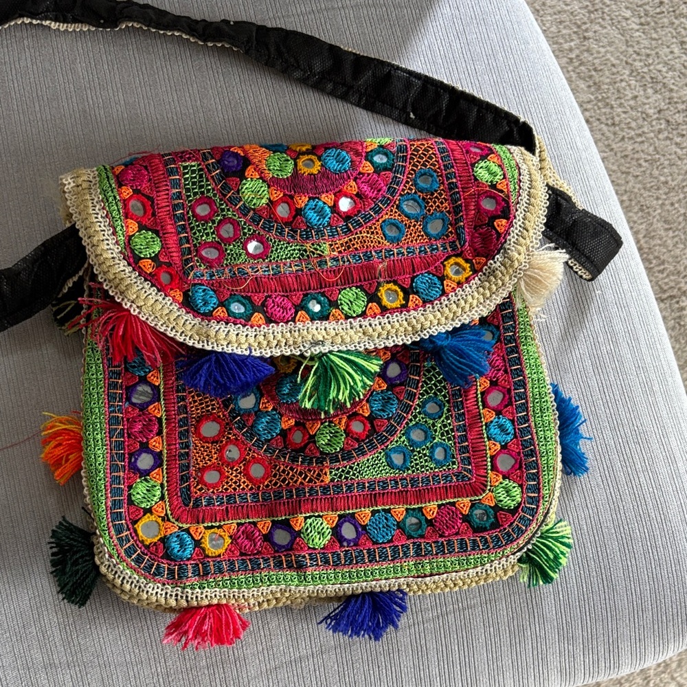 Colorful Embroidered Crossbody Bag